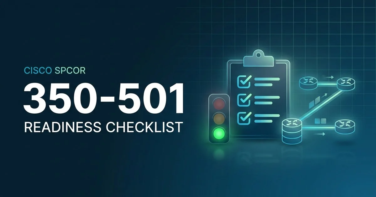 350-501 SPCOR exam readiness checklist - go / no-go board