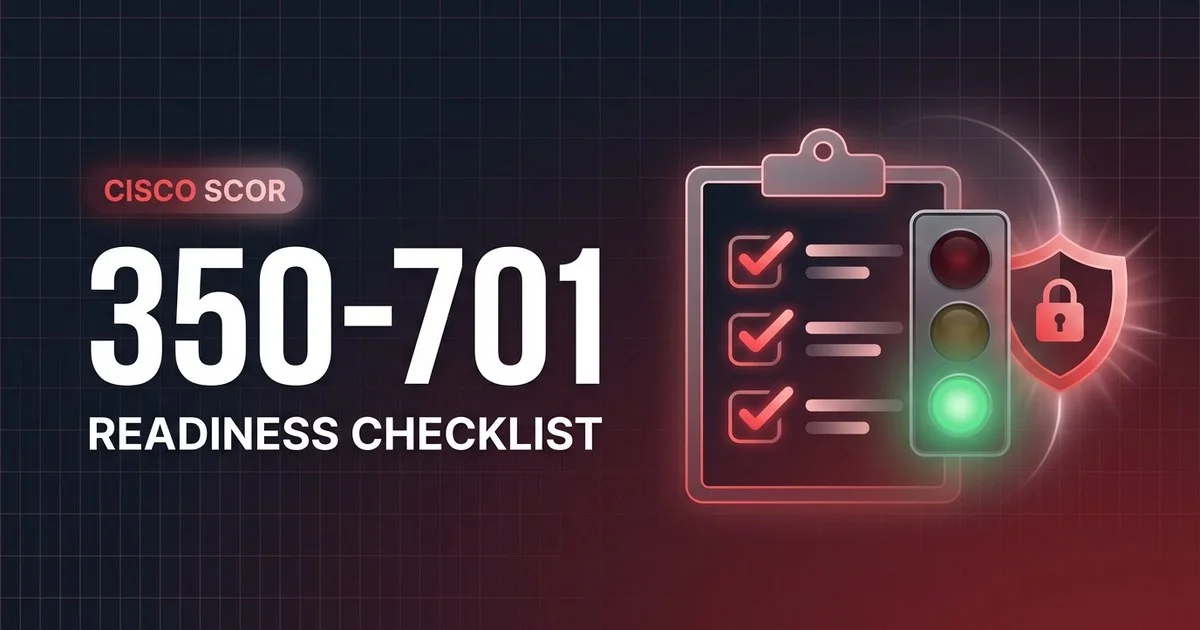 350-701 SCOR exam readiness checklist - go / no-go board