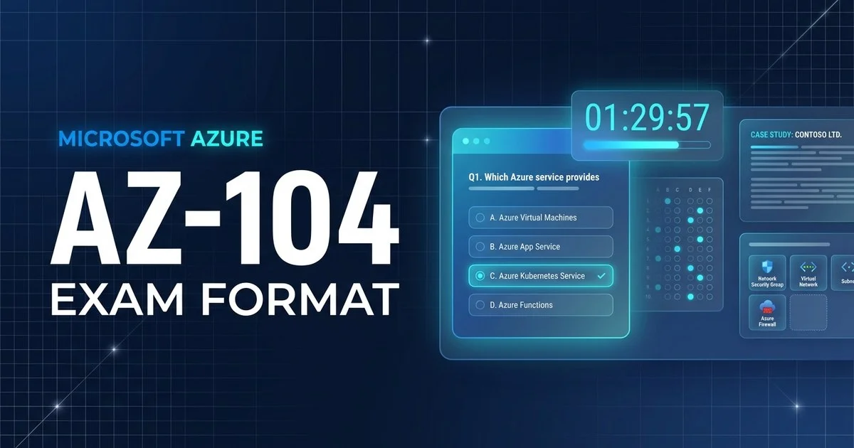 AZ-104 exam format - question types, timing, case-study sections, and on-screen experience