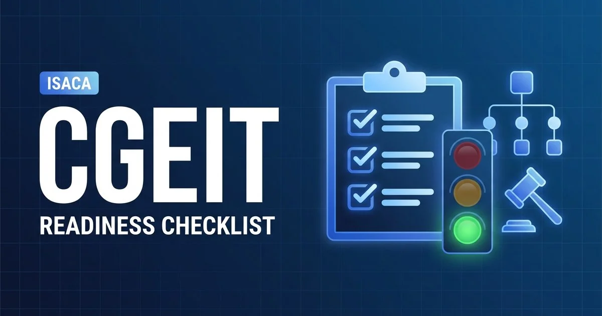 CGEIT exam readiness checklist - go / no-go board