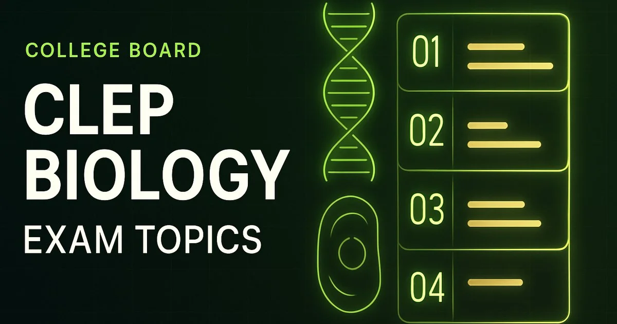 CLEP Biology Exam Topics 2026: Three Equal Areas, 90 Minutes