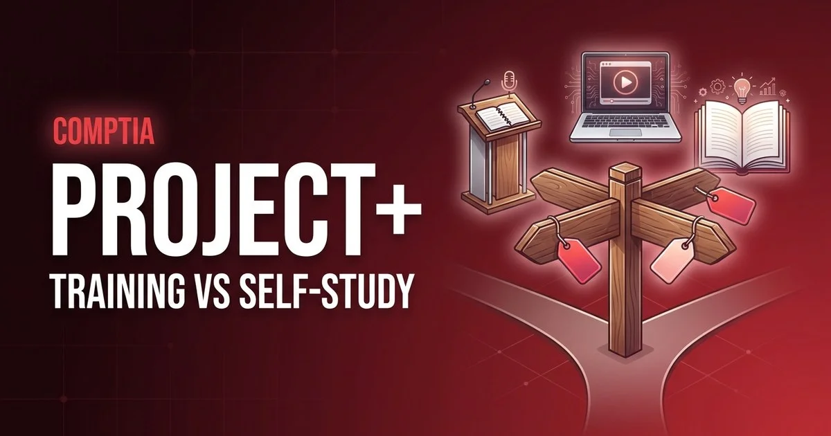 CompTIA Project+ training vs self-study - price line of every course option