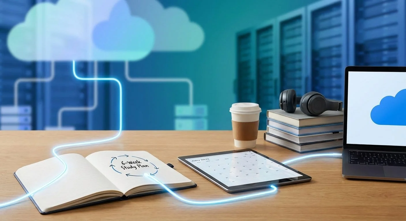 GCP Associate Cloud Engineer exam topic areas showing Deploying at 25%, Environment Setup at 20%, Operations at 20%, Planning at 18%, and Security at 17%