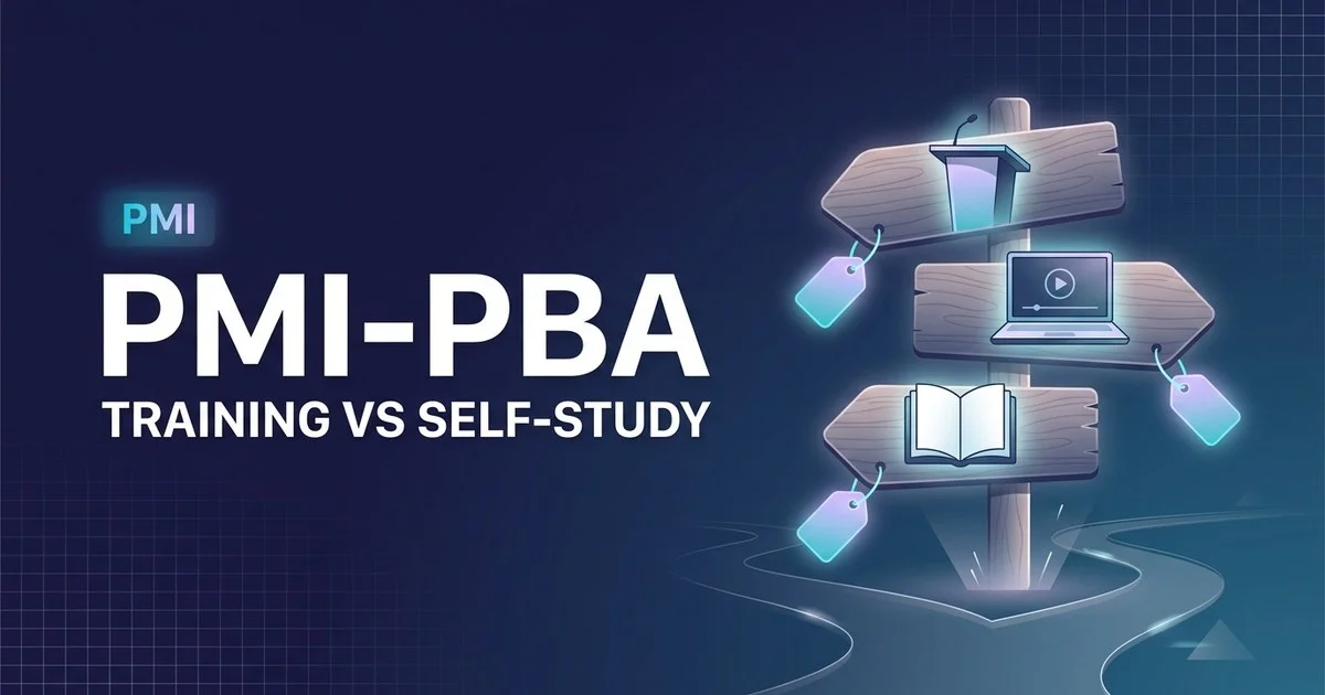 PMI-PBA training vs self-study - price line of every course option