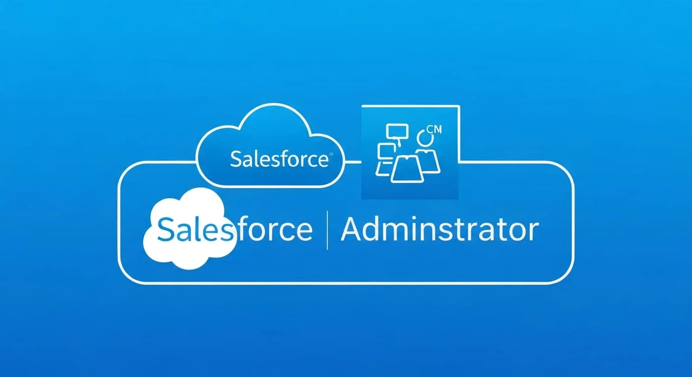 Salesforce Administrator certification guide covering Lightning Experience, Flow automation, and user management
